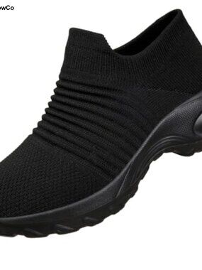 Women's Slip On Sneakers Knit Mesh Breathable Lightweight Walking Work Shoes